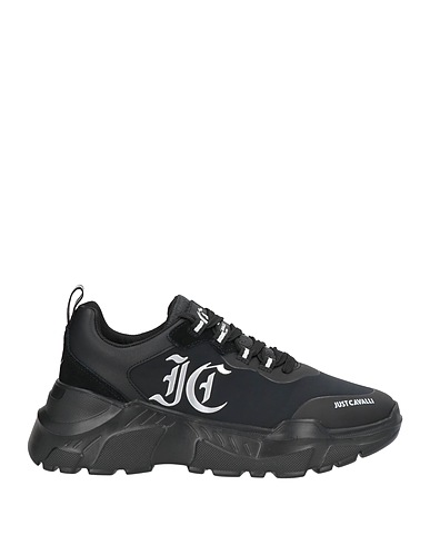 JUST CAVALLI Sneakers Black Textile fibres, Leather