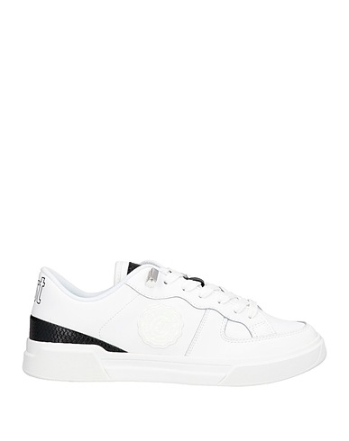 JUST CAVALLI Sneakers White Leather, Textile fibres