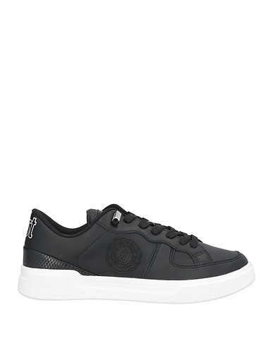 JUST CAVALLI Sneakers Μαύρο Δέρμα, Ίνες υφασμάτων