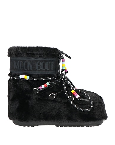 MOON BOOT Stivaletti Nero Fibre tessili, Pelle