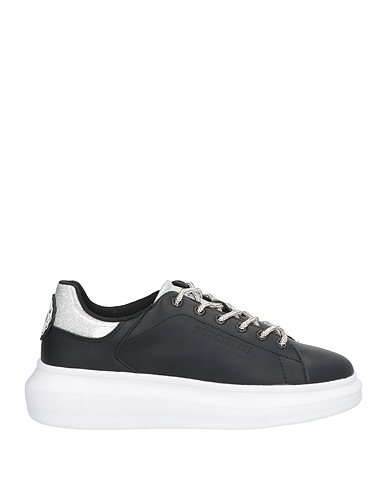 JUST CAVALLI Sneakers Black Leather, Textile fibers