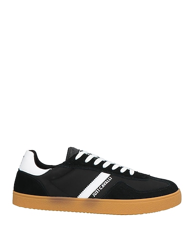 JUST CAVALLI Sneakers Black Leather, Nylon, Polyurethane