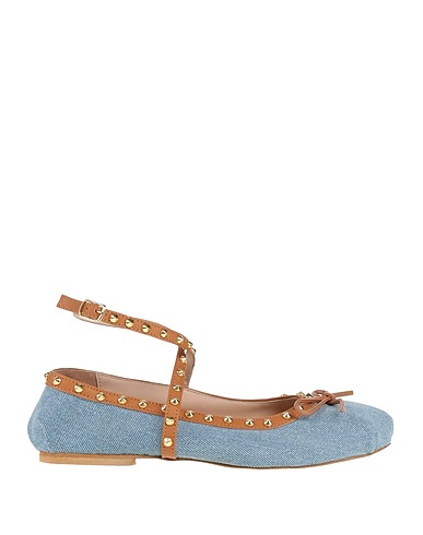 DIVINE FOLLIE Ballet flats Blue Textile fibers