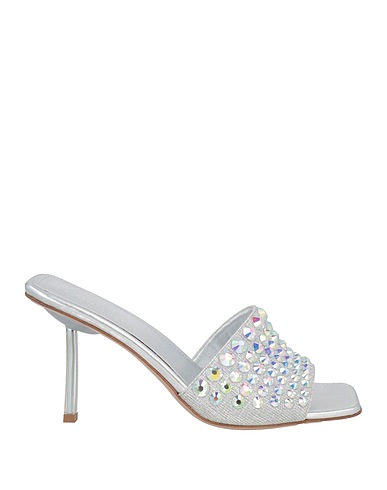 LE SILLA Sandals Silver Textile fibers, Leather