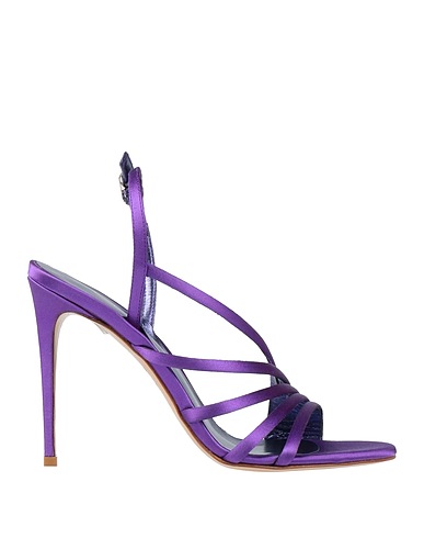 LE SILLA Sandali Viola Pelle, Fibre tessili