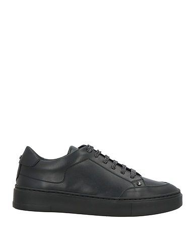 CANALI Sneakers Black Leather, Textile fibers