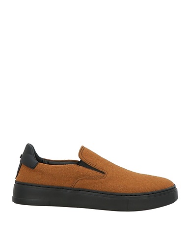 CANALI Sneakers Brown Leather, Textile fibers