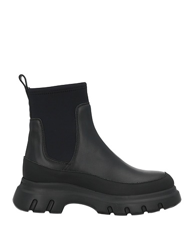 VOILE BLANCHE Ankle boot Black Leather, Textile fibers
