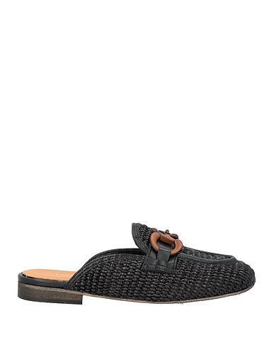 LES TULIPES Mule e zoccoli Nero Pelle, Fibre tessili