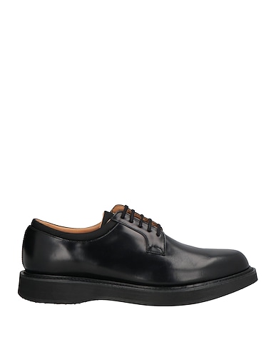 CHURCH'S Laced shoes Black Calfskin, Textile fibers
