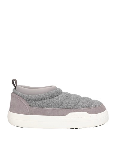 MOON BOOT Ankle boot Grey Leather, Textile fibers