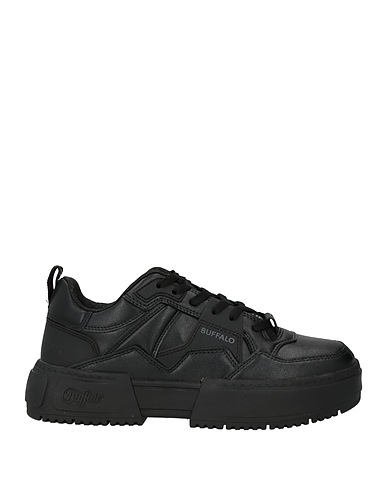 BUFFALO Sneakers Black Leather, Textile fibres
