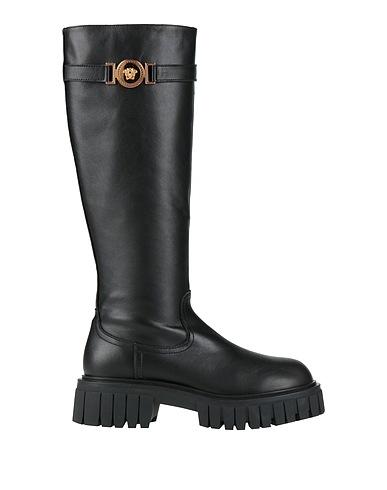 VERSACE Boots Black Calfskin, Metal