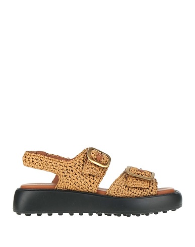 TOD'S Sandals Sand Textile fibres, Leather