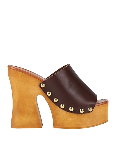 OVYÉ Mules and clogs Dark brown Leather