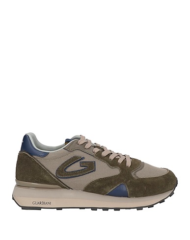 ALBERTO GUARDIANI Sneakers Dark green Leather, Textile fibres