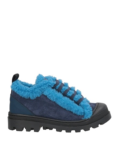 MARNI Stringate Blu navy Pelle, Fibre tessili