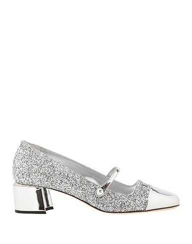 JIMMY CHOO Pump Silver Calfskin, Textile fibers