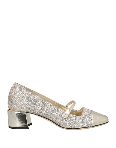 JIMMY CHOO SCHUHE Platin Kalbsleder, Gewebefasern