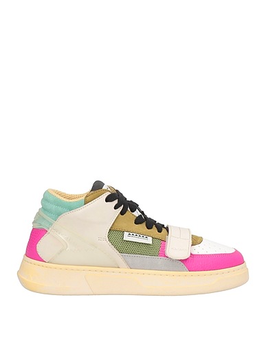 RUN OF Sneakers Military green Leather, Textile fibres