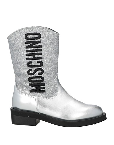MOSCHINO KID Ankle boots Leather, Textile fibres