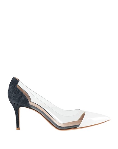 GIANVITO ROSSI Court White Leather, Plastic, Textile fibres