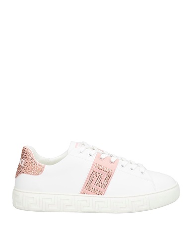 VERSACE Sneakers White Leather, Textile fibres