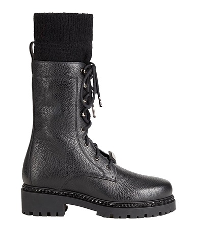 RENE' CAOVILLA Ankle boot Black Leather, Textile fibres