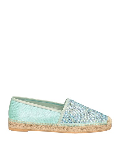 RENE' CAOVILLA Espadrilla Azul turquesa Cuero, Fibras textiles