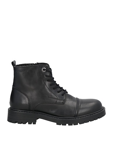 JACK & JONES Stiefelette Schwarz Leder