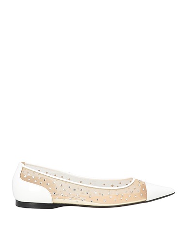 SERGIO ROSSI Ballet flats White Leather, Textile fibres