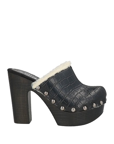 ACTITUDE by TWINSET Mules and clogs Black Leather, Textile fibers