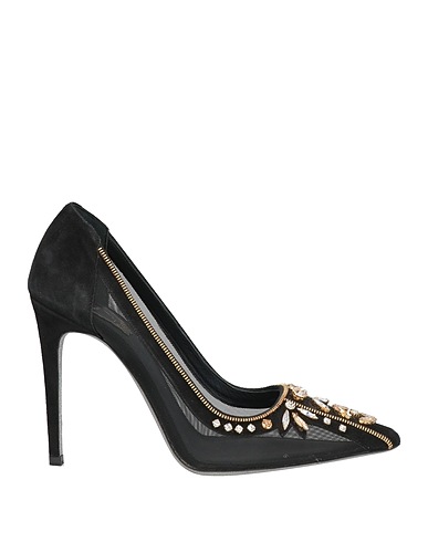RENE' CAOVILLA Décolleté Nero Fibre tessili, Pelle