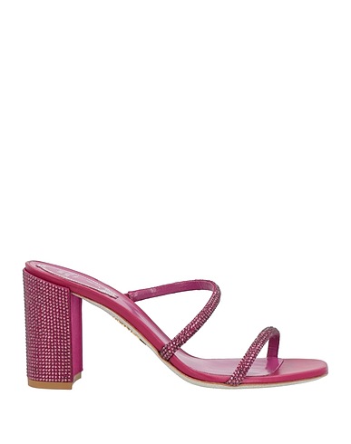 RENE' CAOVILLA Sandals Mauve Leather, Textile fibres