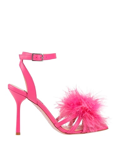 LIU •JO Sandals Fuchsia Leather, Feathers