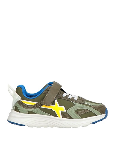 W6YZ Sneakers Military green Leather, Textile fibers