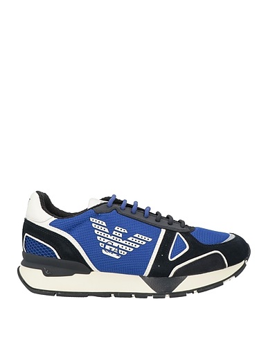 EMPORIO ARMANI Sneakers Bright blue Leather, Textile fibers