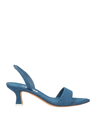 3JUIN Sandals Navy blue Textile fibres, Leather