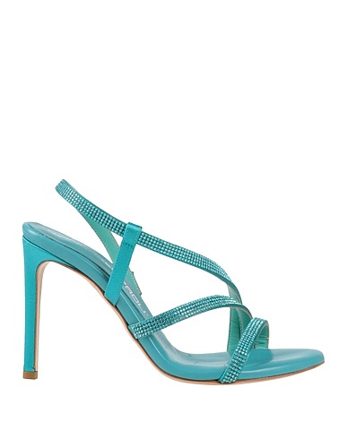 GIANCARLO PAOLI Sandals Turquoise Textile fibers