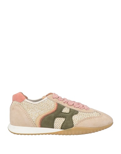 HOGAN Sneakers Beige Leather, Natural raffia