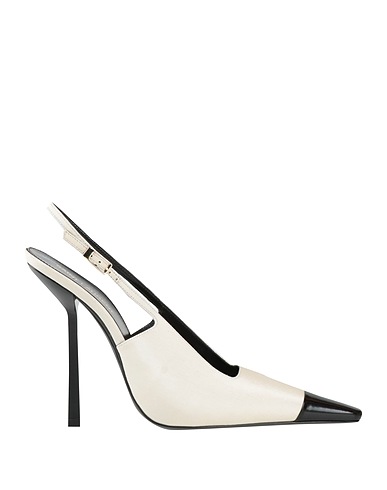 SAINT LAURENT Pump Cream Leather, Textile fibers