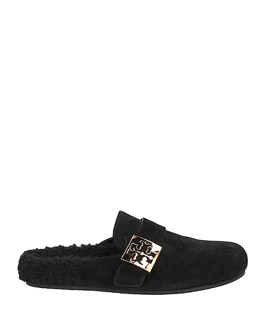 TORY BURCH 뮬 & 클로그 블랙 가죽, 폴리에스테르