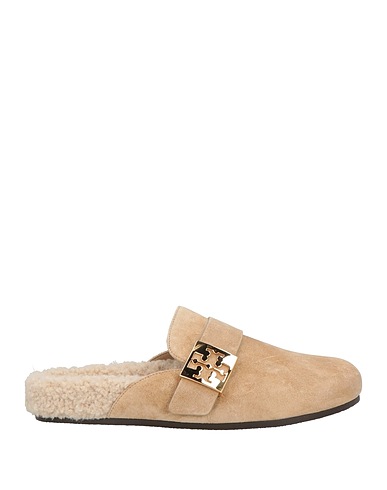 TORY BURCH 뮬 & 클로그 샌드 가죽, 폴리에스테르