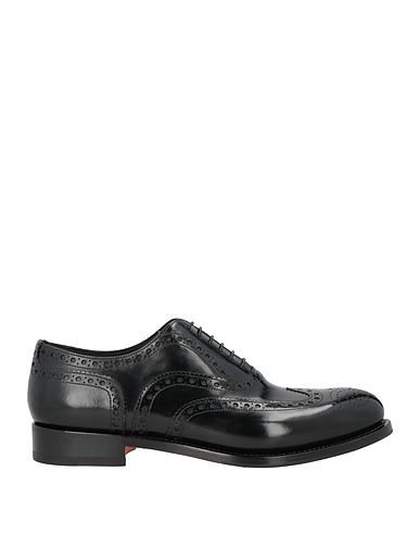 SANTONI Laced shoes Black Leather