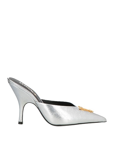 VERSACE Mules and clogs Silver Calfskin