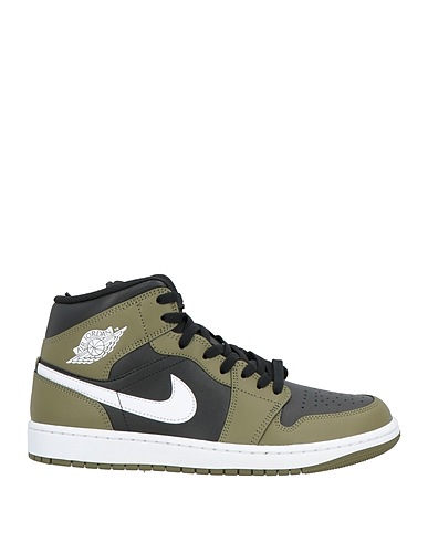 JORDAN Sneakers Military green Leather, Textile fibres