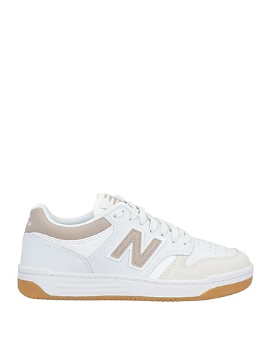 NEW BALANCE Sneakers White Leather, Textile fibres