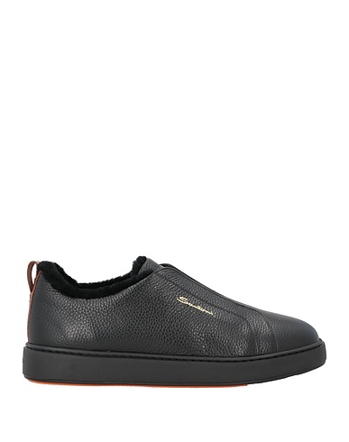 SANTONI Sneakers Black Leather