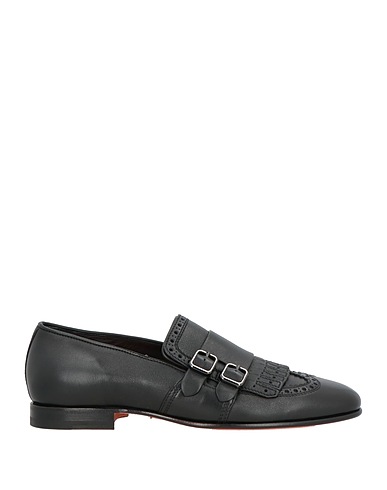 SANTONI Loafers Black Leather