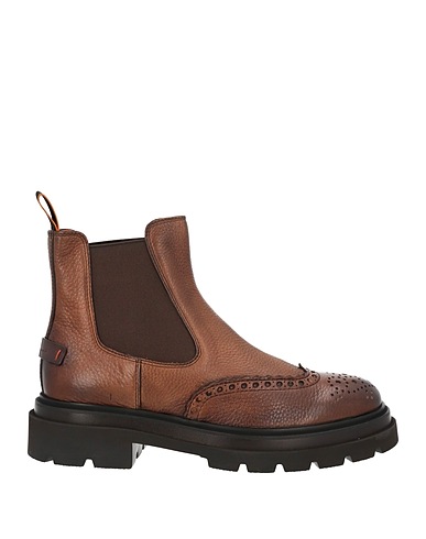 SANTONI Ankle boot Khaki Leather, Elastic fibres